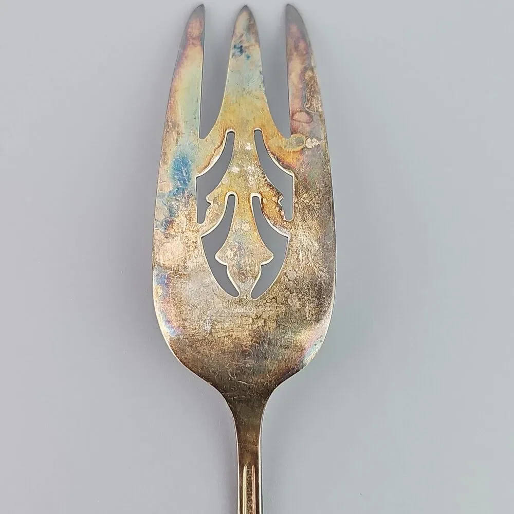 Vintage Holmes & Edwards Silver Plate Serving Fork 8.50 in Pierced Design